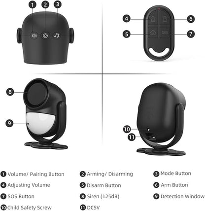 Wireless Motion Sensor Alarm with Siren