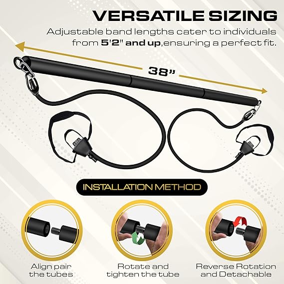 Pilates Bar Kit with 4 Resistance Bands