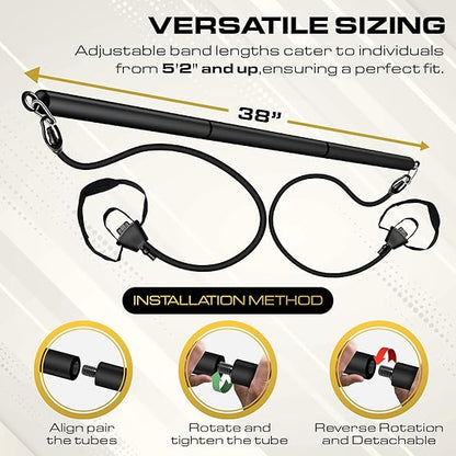 Pilates Bar Kit with 4 Resistance Bands