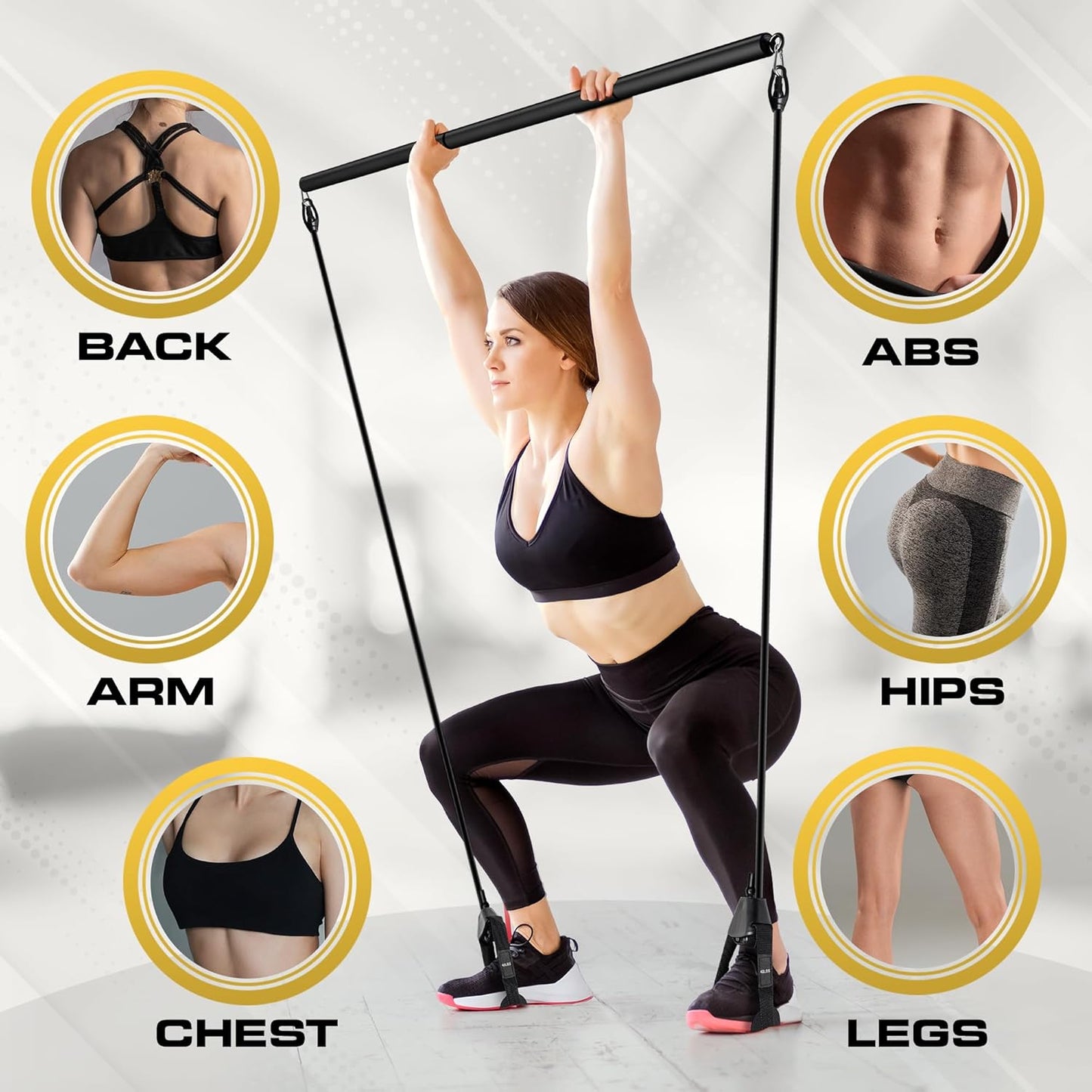 Pilates Bar Kit with 4 Resistance Bands