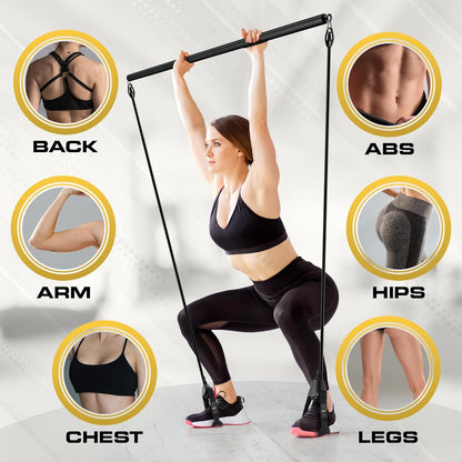 Pilates Bar Kit with 4 Resistance Bands