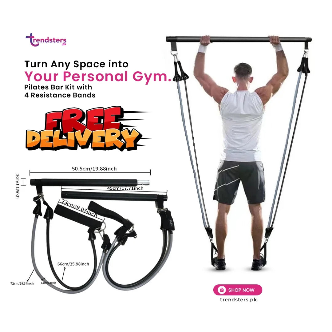 Pilates Bar Kit with 4 Resistance Bands