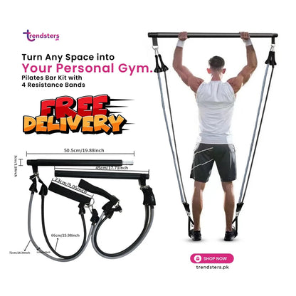 Pilates Bar Kit with 4 Resistance Bands