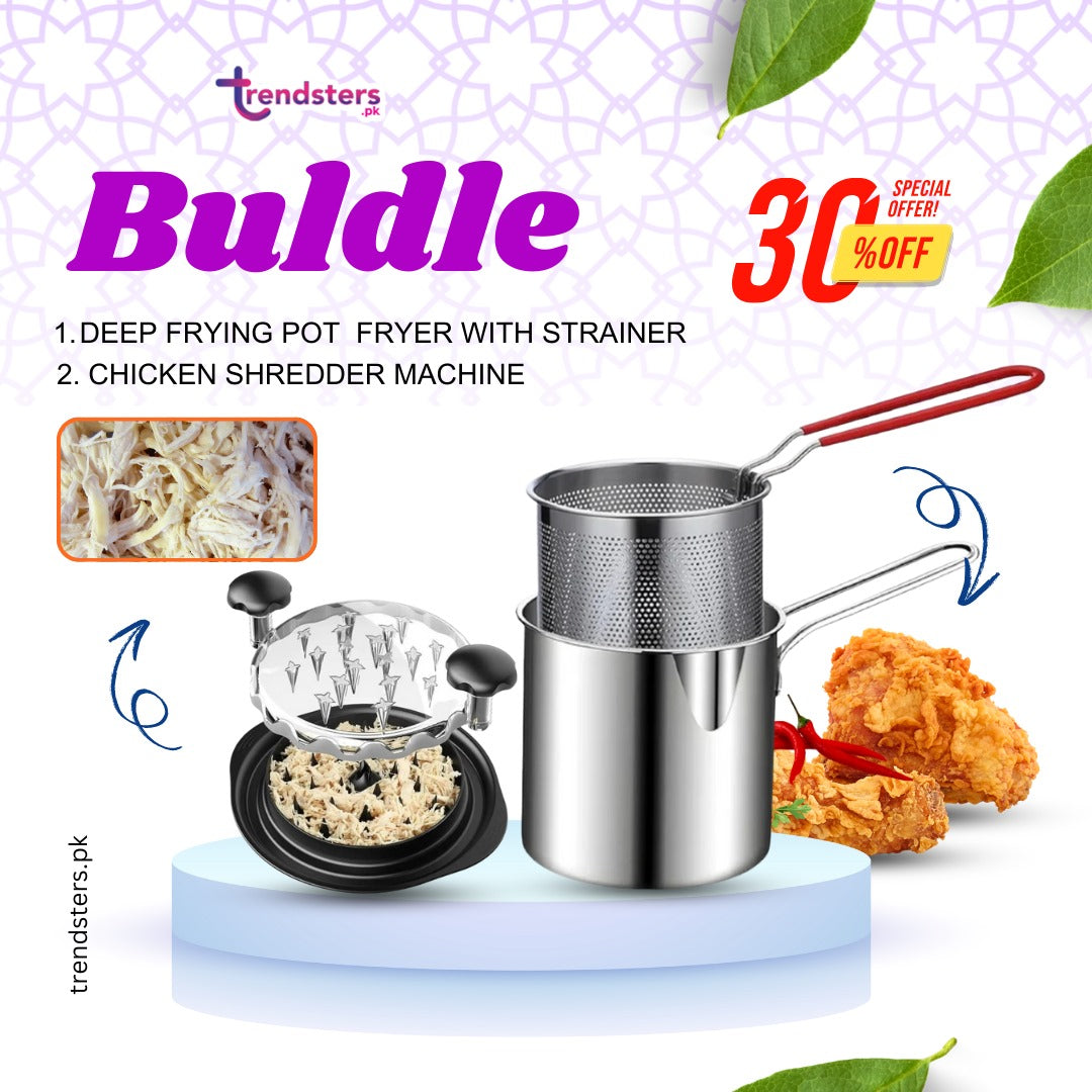 Bundle Deep Frying Pot+Chicken shredder Machine