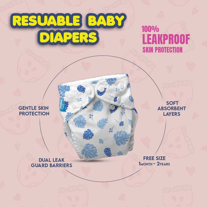 Kids' Free Size Reusable  Diaper + Insert (0-36 months)