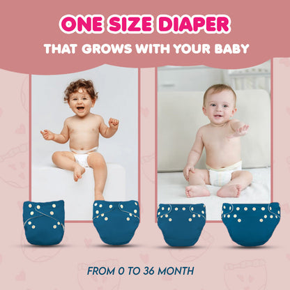 Kids' Free Size Reusable  Diaper + Insert (0-36 months)
