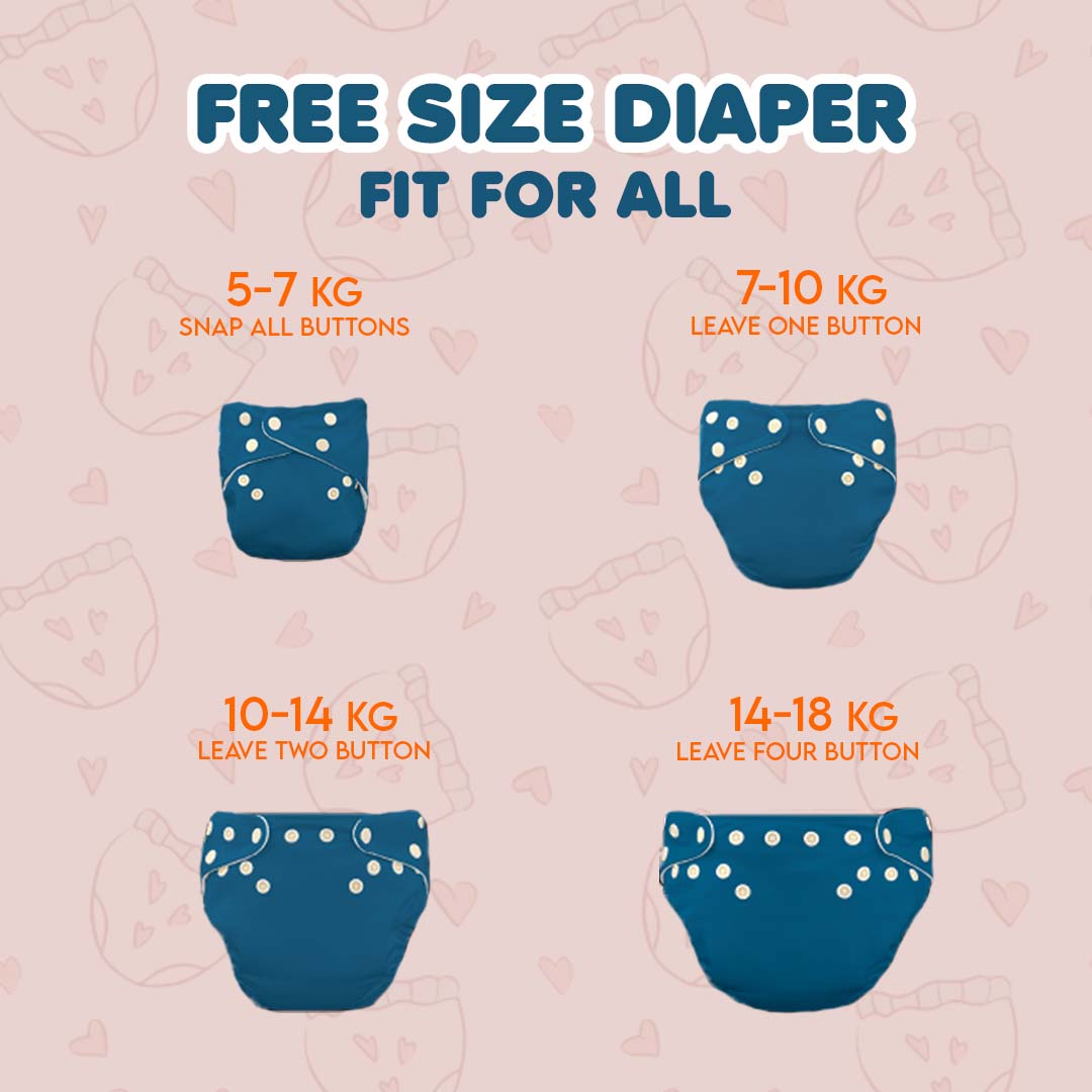 Kids' Free Size Reusable  Diaper + Insert (0-36 months)