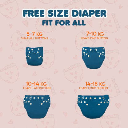Kids' Free Size Reusable  Diaper + Insert (0-36 months)
